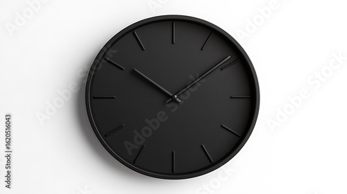 Wallpaper Mural Monochrome Minimalist Wall Clock: A modern timepiece featuring a sleek black design, perfect for minimalist interiors, mounted on a clean white background. Torontodigital.ca