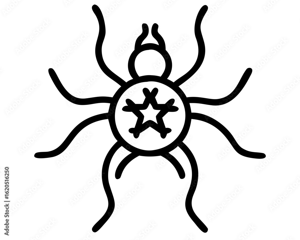 Fototapeta premium Stylized spider with star symbol silhouette