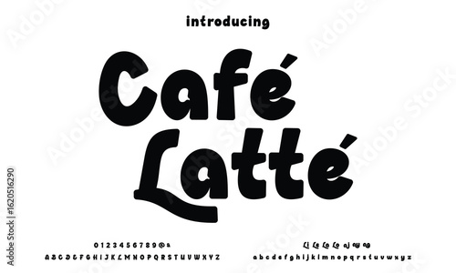 Cafe Latte is Abstract Fashion font alphabet. Minimal modern urban fonts for logo, brand etc. Typography typeface uppercase lowercase and number. vector illustration
