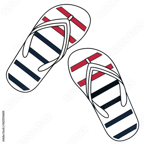 minimalist vector of beach flip flop with atriped