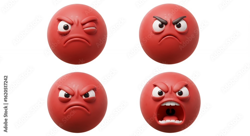 Fototapeta premium Angry red emoji faces