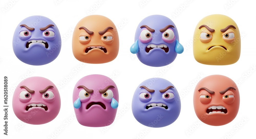 Cartoon emotion faces isolated on white background Cartoon emotion faces isolated on white background
