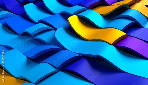 Abstract 3D wavy shapes in vibrant colors