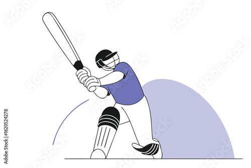 Cricket Player in Action Striking the Ball