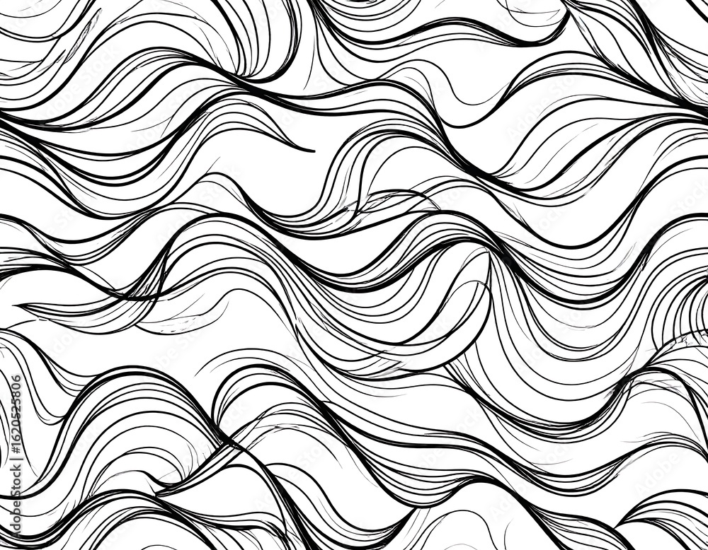 Fototapeta premium Abstract black and white wavy lines