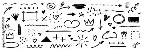Hand-drawn Doodle Elements: Arrows, Shapes & Icons
