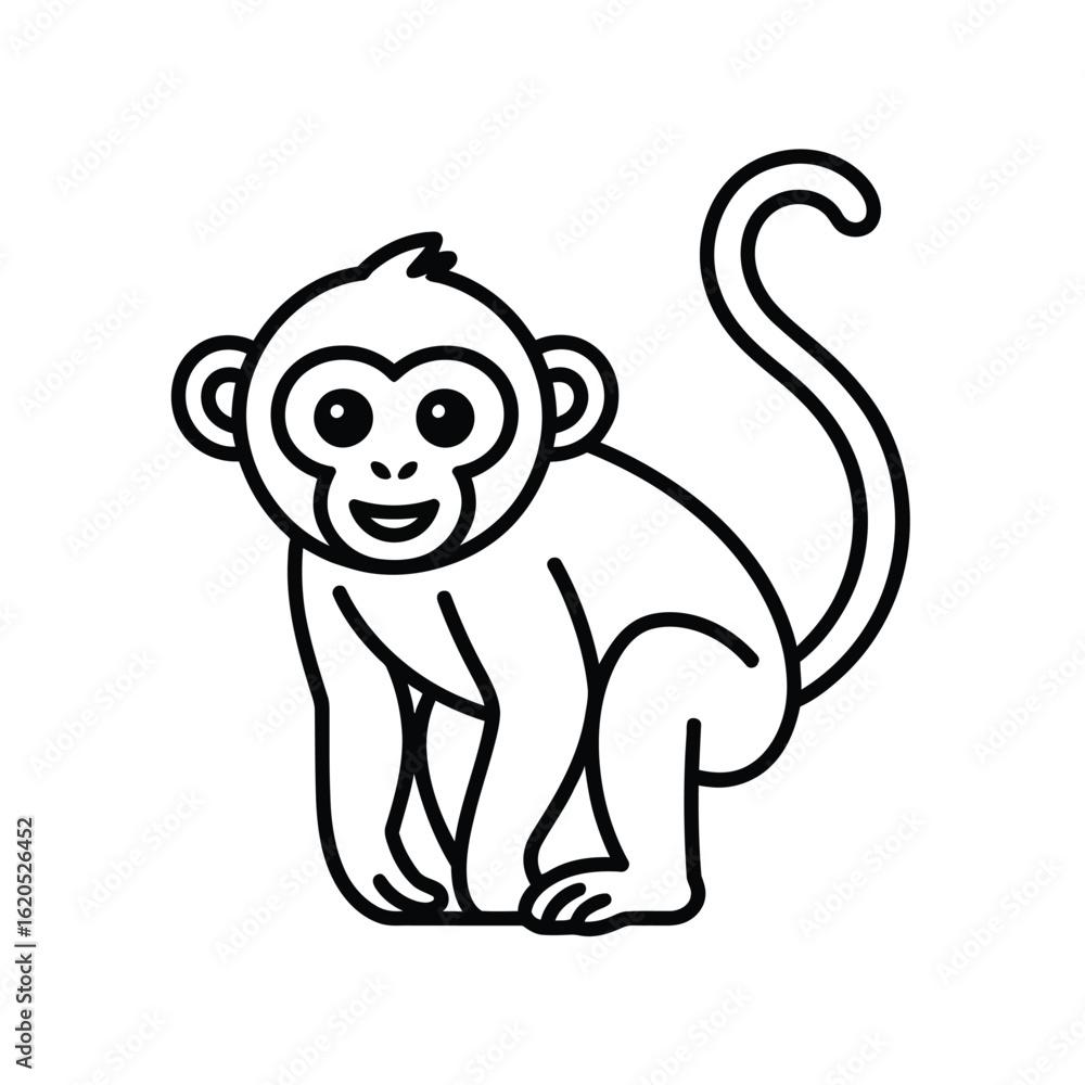 Fototapeta premium Cute monkey cartoon animal primate