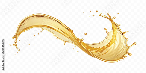 realistic smooth liquid gold or oil  splashes in curve style  isolated on transparent background