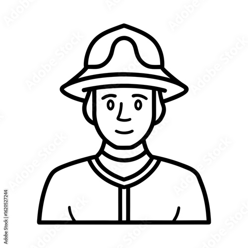 Firefighter line art symbol of bravery emergency and safety services Vector illustration