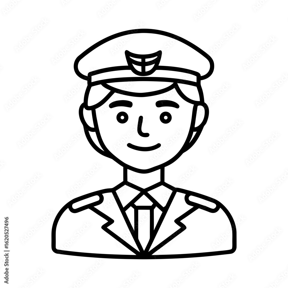 Airline pilot line art icon for aviation travel and transportation themes Vector illustration Airline pilot line art icon for aviation travel and transportation themes Vector illustration