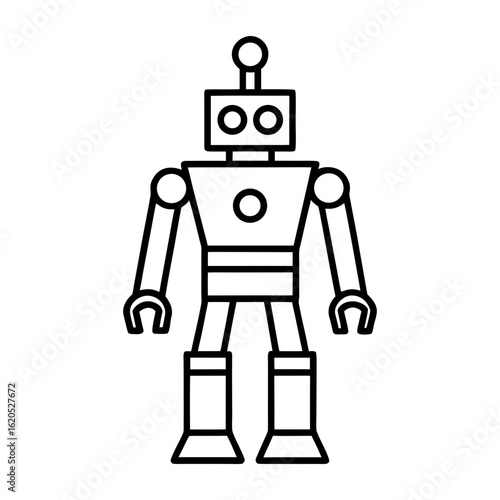 Friendly robot line art design for futuristic tech and science themes Vector illustration