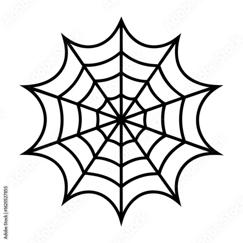 Intricate spider web line art icon for Halloween spooky and eerie decor Vector illustration