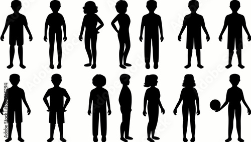 Diverse group of kids in silhouette playing standing socializing creating a sense of community and