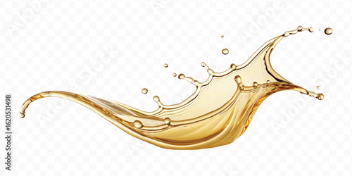 realistic smooth liquid gold or oil  splashes in curve style  isolated on transparent background