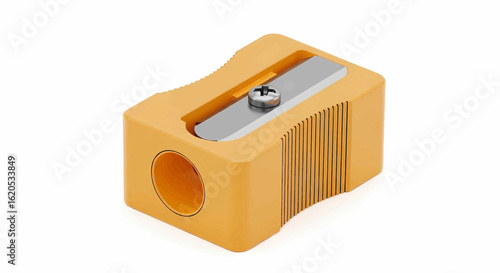 Orange pencil sharpener isolated on white background, a simple vector icon illustration.