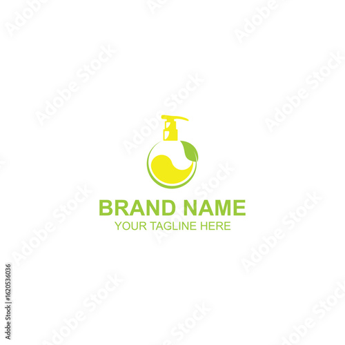 logo design for herbal soap or shampoo product with creative illustration