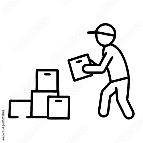 Warehouse worker packing boxes for delivery service concept  