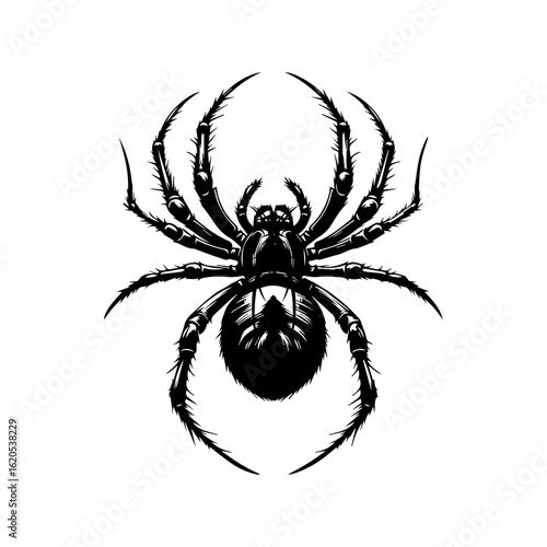 Detailed Black Silhouette of a Spiky Spider 1.
