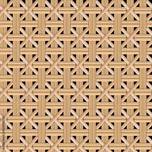 Seamless woven bamboo rattan pattern with a natural, handcrafted look. Ideal for backgrounds, interior design, furniture textures, and traditional craft themes.