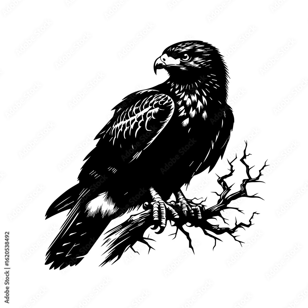 Fototapeta premium Majestic Eagle Perched on a Gnarled Branch.