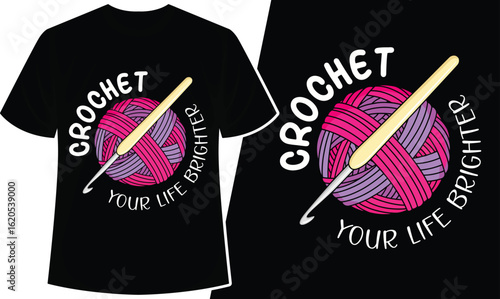 Vibrant Crochet Illustration with Yarn Ball and Hook