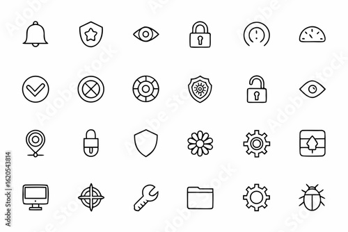 A high-tech single-line vector set showing trust and verification steps. Ideal for KYC interfaces, online forms, and secure platform illustrations.