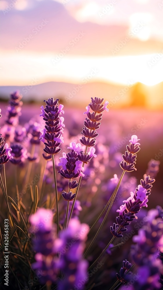 Naklejka premium Lavender field at sunset (3)