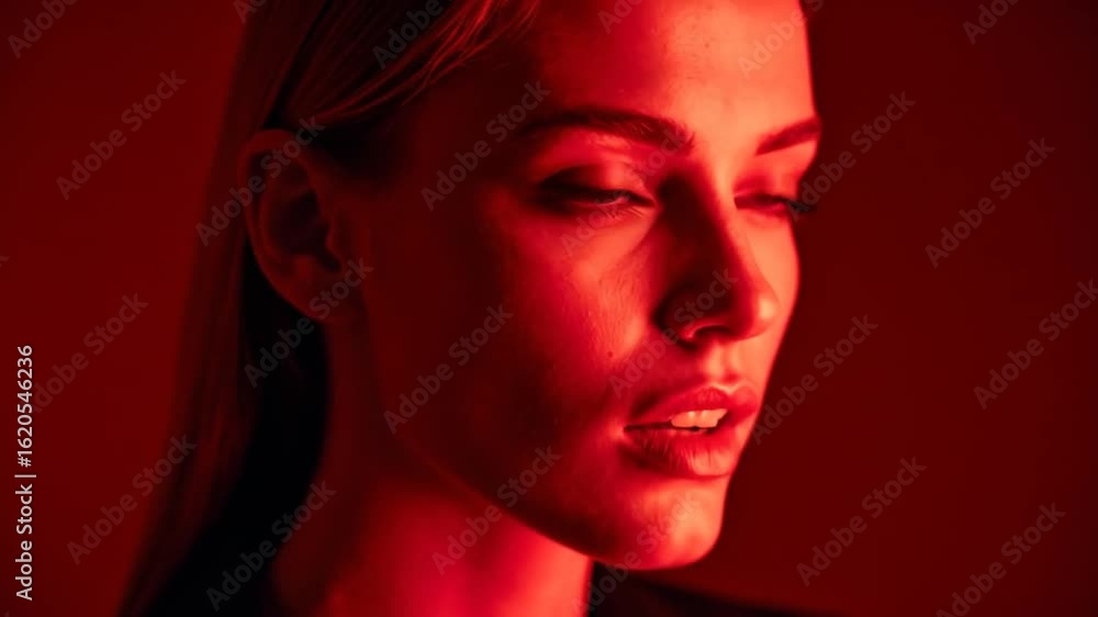 Intense Red Light Portrait of a Woman Intense Red Light Portrait of a Woman