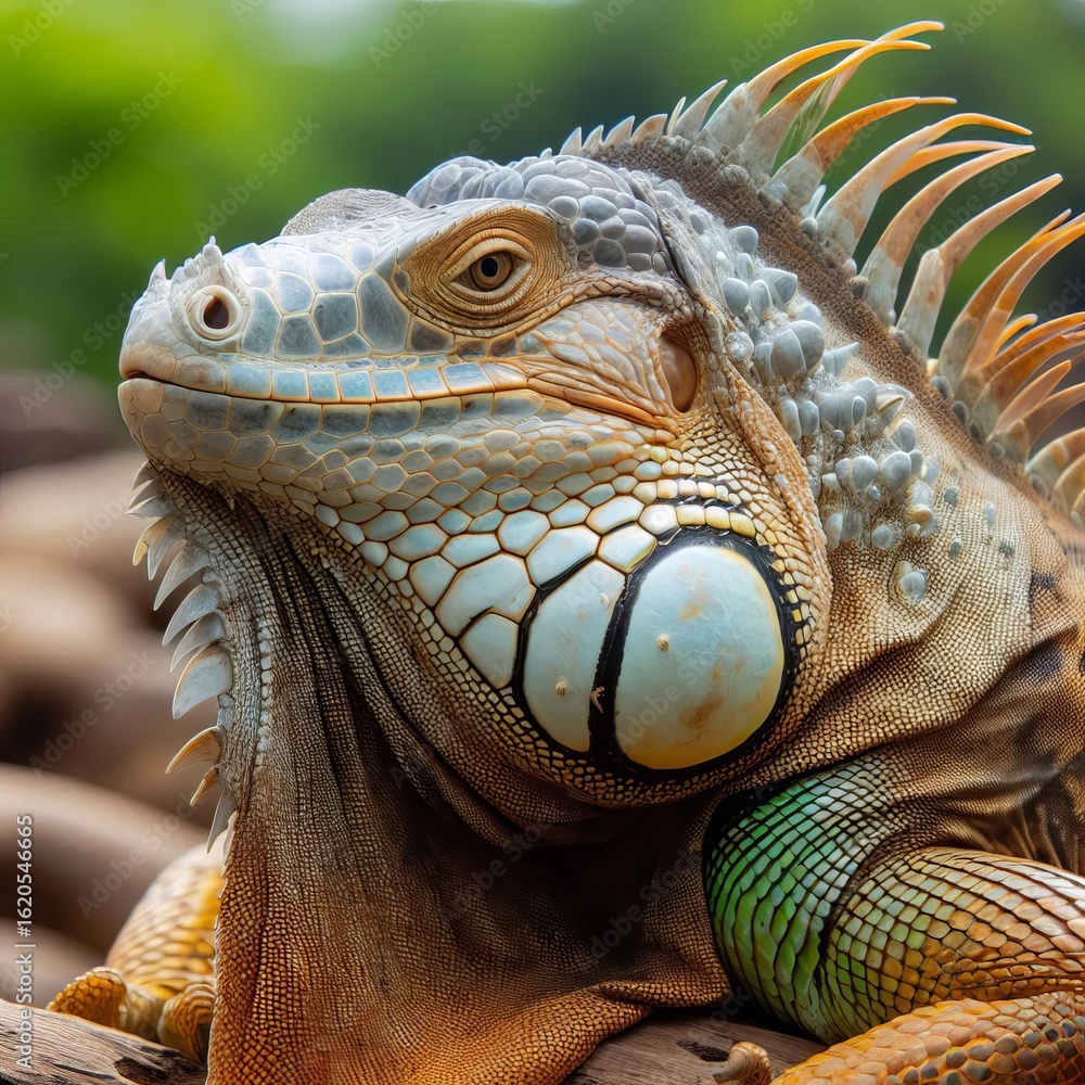 Obraz premium Iguana Iguanidae under the throat