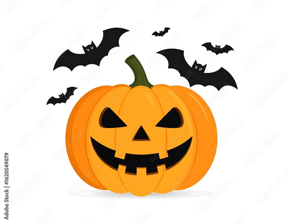 Fototapeta premium Halloween pumpkin with bats (6)
