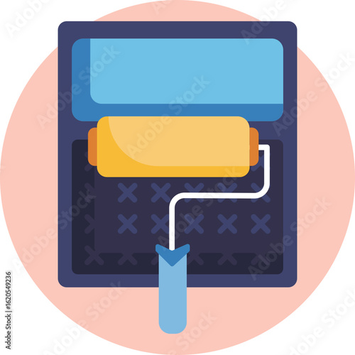 A paint roller tool used for applying paint smoothly on walls and ceilings.