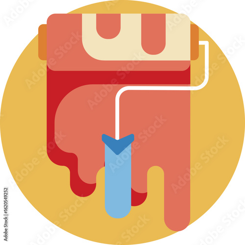 Paint roller tool used for applying paint evenly on walls and ceilings.