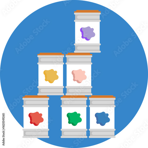 Paint can filled with liquid color, used for wall and furniture painting projects.