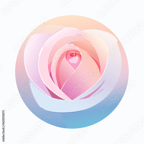 Abstract Delicate Rose Bud in Pastel Hues