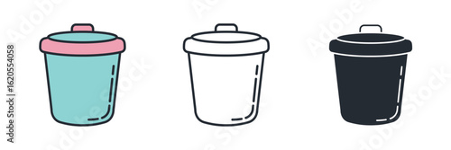 recycling bin with the universal recycle symbol. Represents waste management, sorting trash, and environmental responsibility.