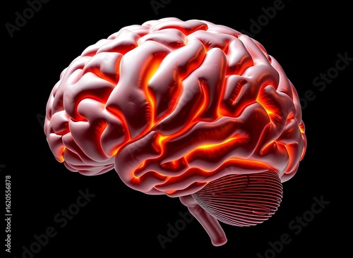 Brain Illustration with Red Glow Effect