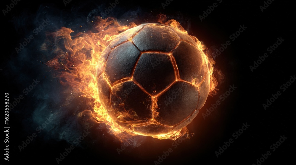 Fototapeta premium A Fiery Soccer Ball Igniting Passion and Energy in the Game