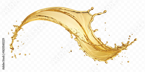 realistic smooth liquid gold or oil  splashes in curve style  isolated on transparent background