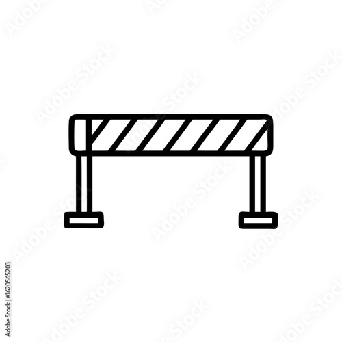 Icon construction barrier with diagonal stripes safety traffic