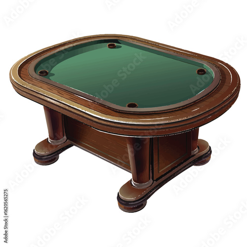 Elegant Oval Poker Table with Green Felt and Wooden Detailing