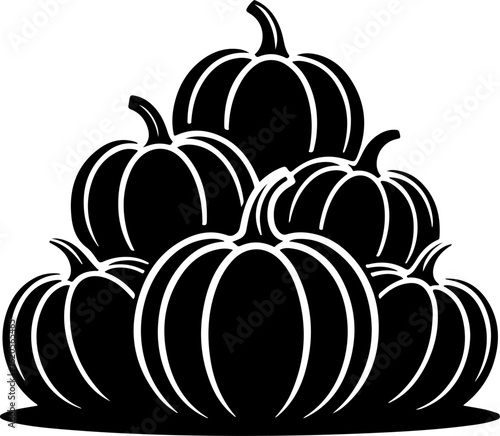 black silhouette vector of a pile of pumpkins stacked together 