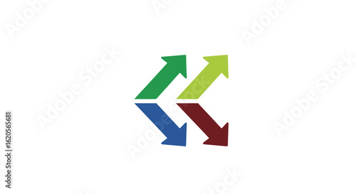 Free Download Four arrows pointing in different directions with reflections on a white background design element - GFXLoad