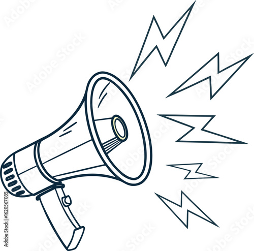 Vector illustration of a loud megaphone announcing a message with sound