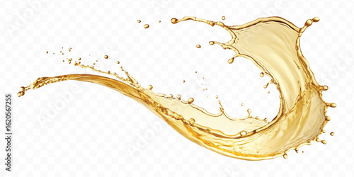 realistic smooth liquid gold or oil  splashes in curve style  isolated on transparent background