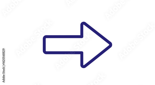 A simple right arrow outlined in blue on a white background indicating direction and navigation clearly shown