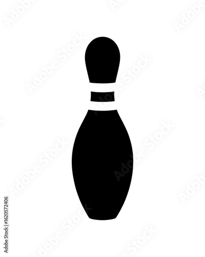 Bowling pin silhouette on white background studio shot of single pin standing ready for a strike or spare