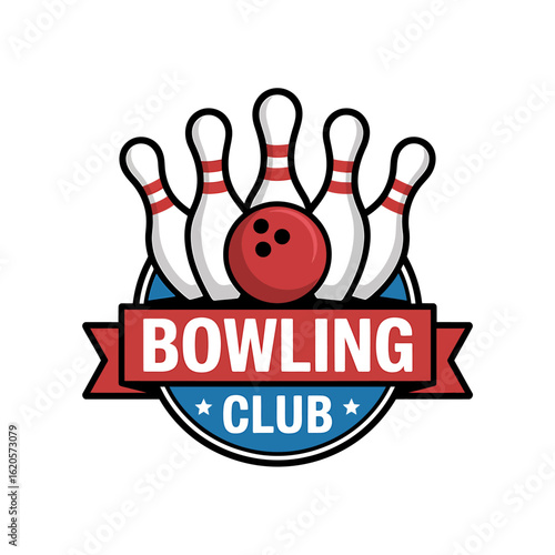 Bowling Club Logo Design with Pins and Ball Emphasizing Team Spirit and Recreation Promoting Community and Sport