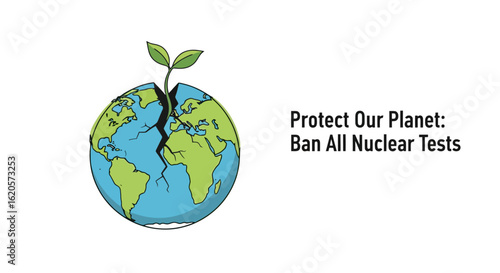 Cracked Earth with Sprout - Ban Nuclear Tests