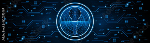 technology circuit board key icon. Cyber ​​data security and privacy concept. modern technology innovation concept background	