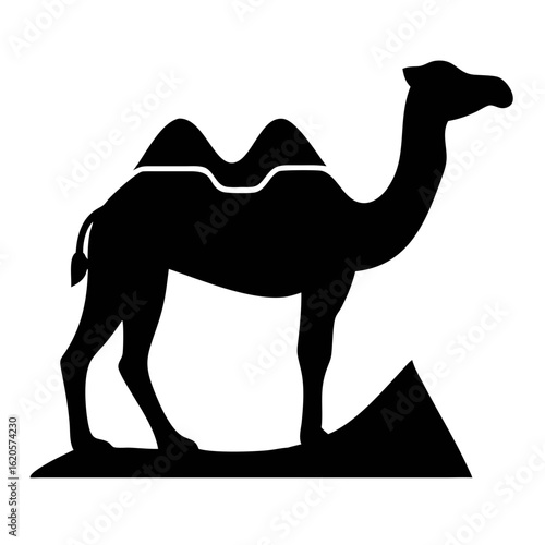 Black Camel Silhouette  Minimalist Desert Animal Vector Illustration